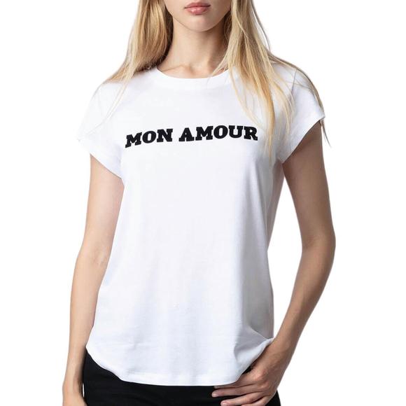 NEW ZADIG & VOLTAIRE woop mon amour t-shirt in blanc - Picture 1 of 3